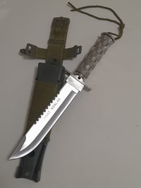 Image 3 of Set 3 Knives - 1 Survival Outdoor Bushcrafting Knife + 1 Bowie Leather Sheath + 1 Folding Karambit