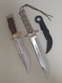 Image 1 of Set 3 Knives - 1 Survival Outdoor Rambo + 1 Bowie Hunting + 1 Folding Karambit