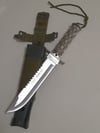 SET 2 Knives - 1 Survival Outdoor Rambo Fixed Blade + 1 Bowie Leather Sheath