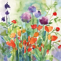Image 2 of Alliums and poppies Greetings Card
