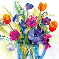 Image 2 of Anemones and Tulips Greetings Card