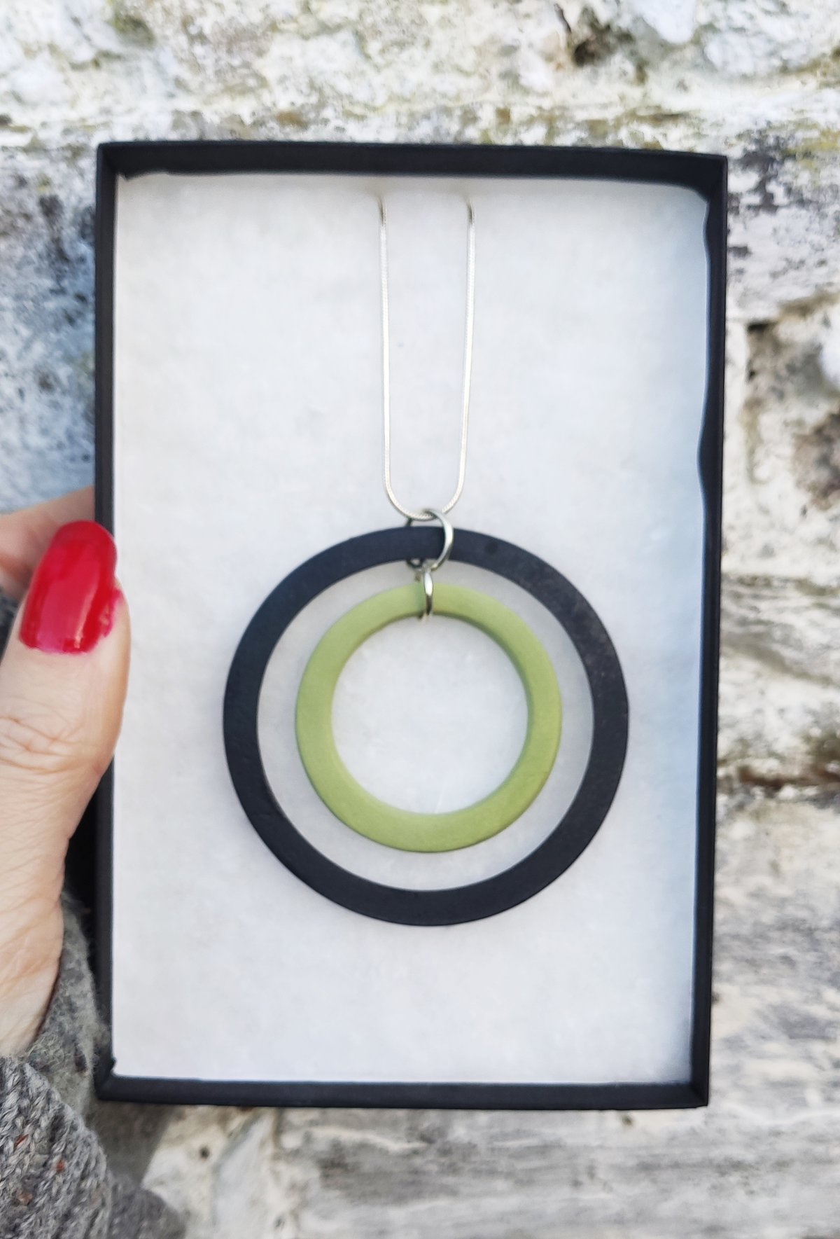 Image of Black/Green Hoop Pendant