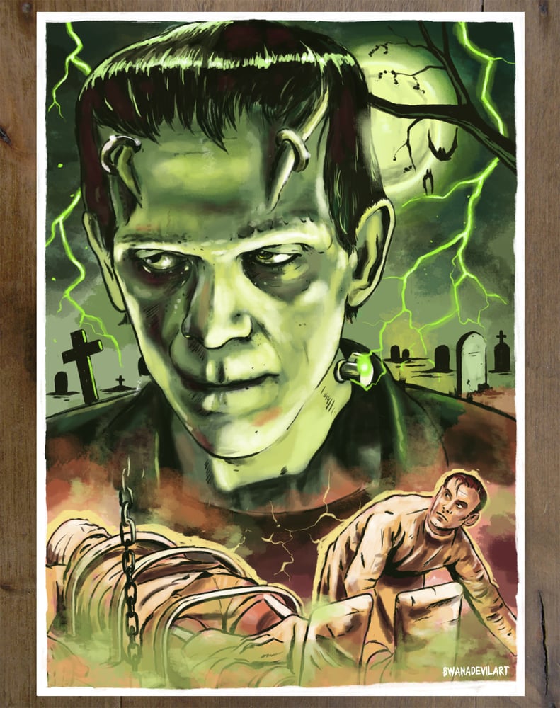 Image of Frankenstein Monster ( Boris Karloff) print, 5 x 7 inches and  9 x 12 inches