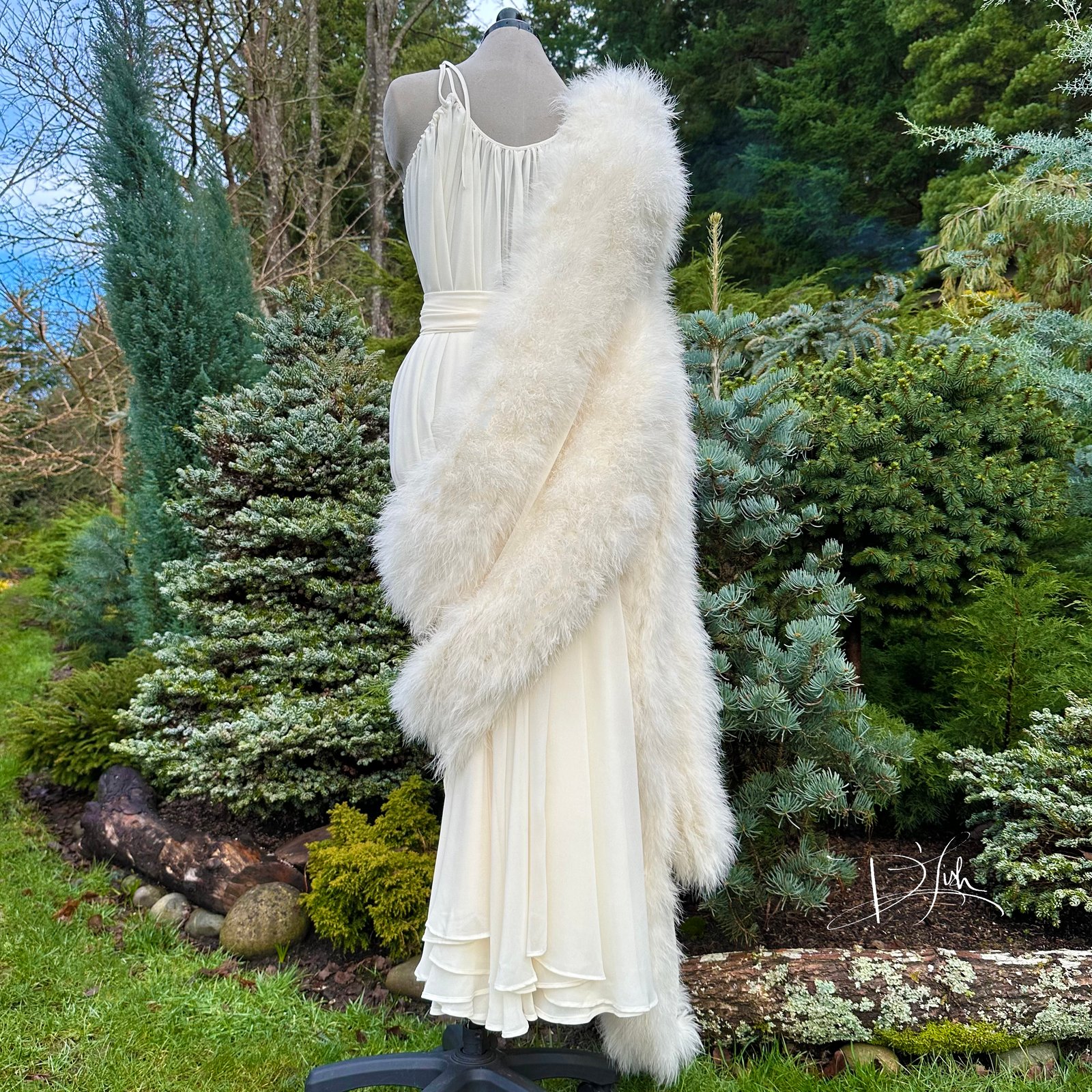 Lady Mesh Pyjama Gown Tulle Sheer Faux Fur Trim Furry with Belt Retro  Loungewear | eBay