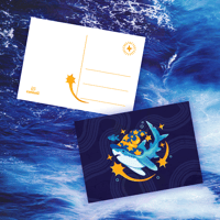 Image 1 of Blue Shark Wizard 5"x7" Postcard