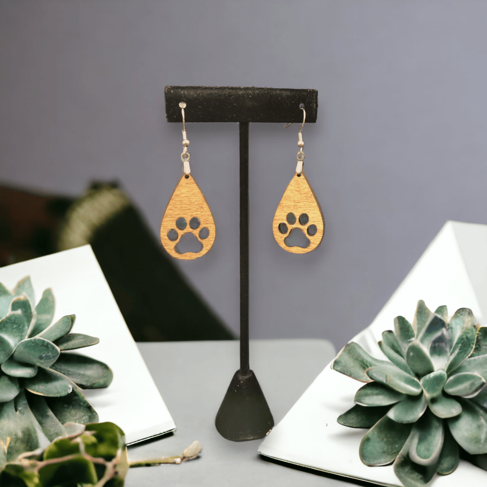 Image of Dog Paw Laser Cut Earrings