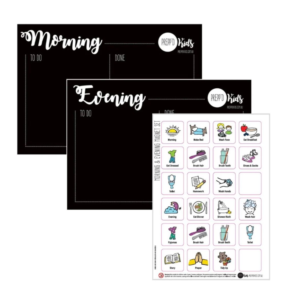Prepp'd Kids Morning and Evening Routine Magnetic Charts (A4)