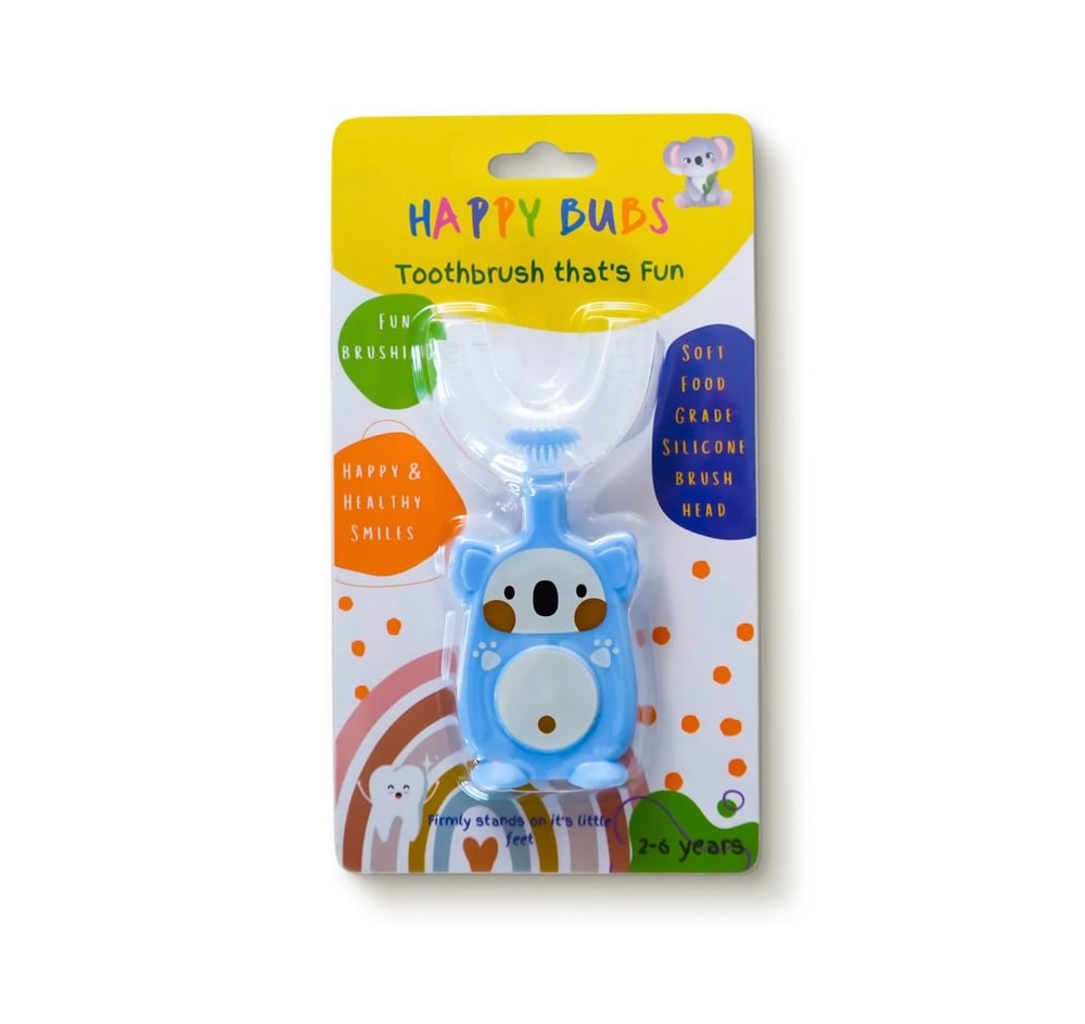 Happy Bubs U Shaped Silicone Toothbrush Blue 2-6 years