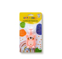 Image 2 of Happy Bubs U Shaped Silicone Toothbrush Pink 2-6 years