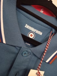 Image 2 of LAMBRETTA RETRO MOD TRIPLE TIPPED POLO SHIRT BLUE