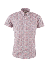 Image 1 of Men's Short Sleeve Red & Blue paisley shirt - S/S-PS-3