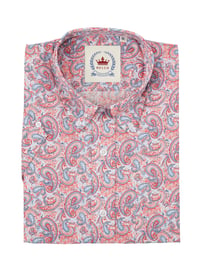 Image 2 of Men's Short Sleeve Red & Blue paisley shirt - S/S-PS-3