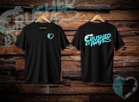 Image 1 of HEARTWAVE LOGO TEE, TURQUOISE ON BLACK