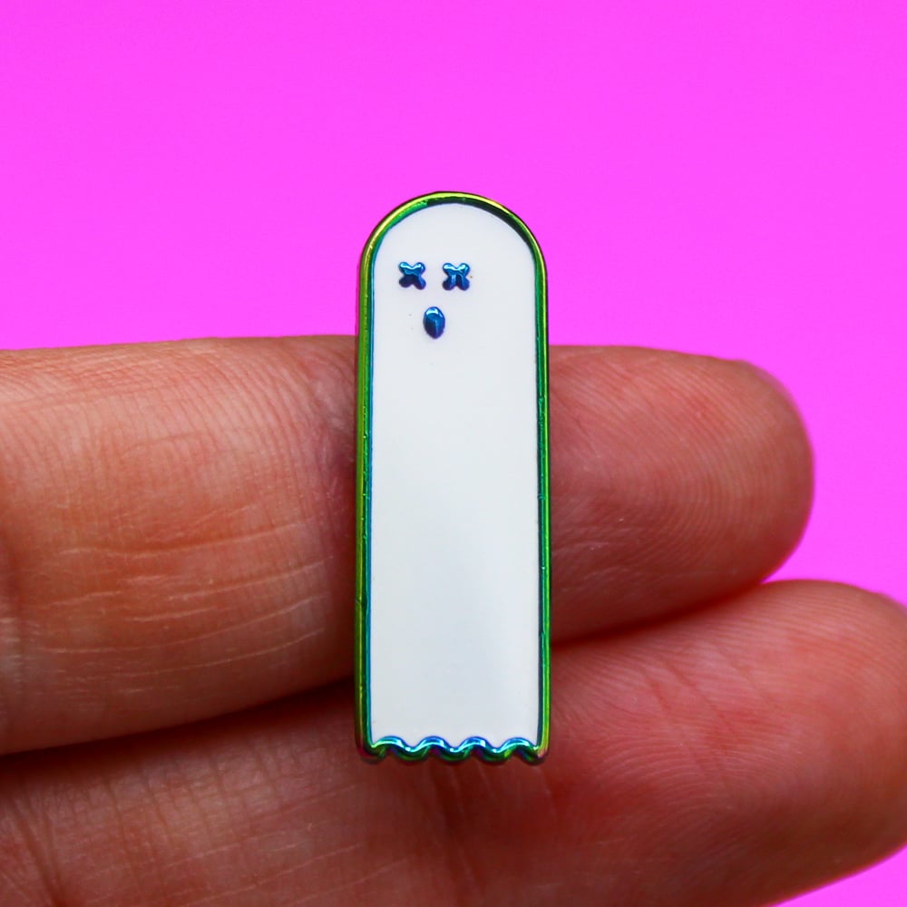 Glowing Rainbow Dead Ghost Enamel Pin