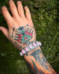 Image 5 of WL&A Handmade Heavy Ingot Pink Opal Row Cuff - Size 7.75-8.25 inch wrist