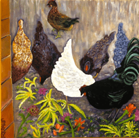 Image 1 of Bouquet Buffet for Heritage Chickens | original artwork