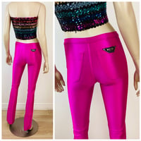 Image 1 of Vintage 1970s Hot Pink Spandex Bojeangles Disco Pants