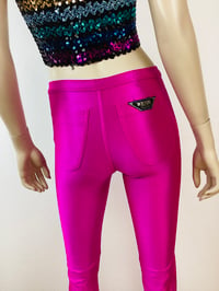 Image 3 of Vintage 1970s Hot Pink Spandex Bojeangles Disco Pants