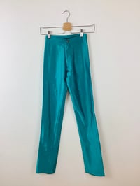 Image 5 of Vintage 1970s Teal Green Spandex Bojeangles Disco Pants