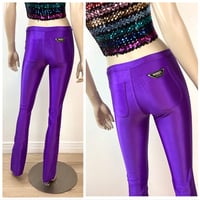 Image 1 of Vintage 1970s Electric Purple Spandex Bojeangles Disco Pants
