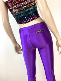 Image 3 of Vintage 1970s Electric Purple Spandex Bojeangles Disco Pants