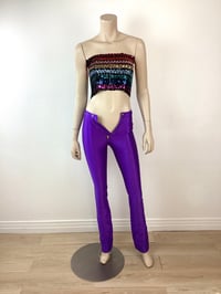 Image 4 of Vintage 1970s Electric Purple Spandex Bojeangles Disco Pants