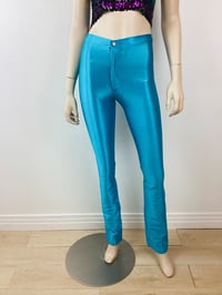 Image 3 of Vintage 1970s Turquoise Spandex Bojeangles Disco Pants
