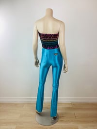 Image 4 of Vintage 1970s Turquoise Spandex Bojeangles Disco Pants