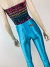 Vintage 1970s Turquoise Spandex Bojeangles Disco Pants