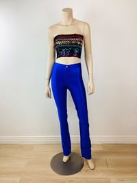 Image 2 of Vintage 1970s Electric Blue Spandex Bojeangles Disco Pants