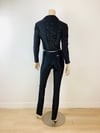 Vintage 1970s Fredericks Black Rhinestone Studded Spandex Top & Pants Set