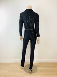Image 5 of Vintage 1970s Fredericks Black Rhinestone Studded Spandex Top & Pants Set