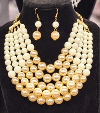 White and Cream Multi-Strand Necklace Set
