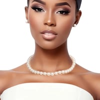 Image 1 of Necklace Cream Glass 10mm Pearls for Women