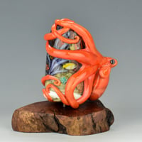 Image 4 of XXL. Red Coral Kraken and it's Secret Garden - Flamework Glass Sculpture