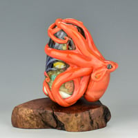 Image 5 of XXL. Red Coral Kraken and it's Secret Garden - Flamework Glass Sculpture
