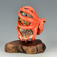 Image 4 of XXXL. Coral Red Kraken and it's Coral Reef Garden - Flamework Glass Sculpture