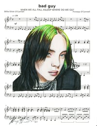 Billie Eilish Bad Guy Color Pencil Drawing- 8.5x11" PRINT