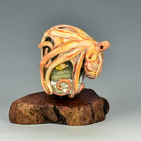 Image 1 of XXL. Pale Streaky Coral Kraken with a Coral Reef Garden - Flamework Glass Sculpture