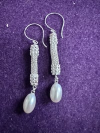 Crocheted silver earrings 