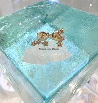 Image 1 of 14k three diamonds star studs earrings 