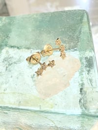 Image 2 of 14k three diamonds star studs earrings 