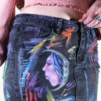Image 3 of Crescent Faces Hand Painted Denim Skirt