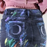 Image 4 of Crescent Faces Hand Painted Denim Skirt