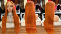 Image 2 of 13x4 TP Lace frontal Ginger Virgin human hair frontal lace wig 12-40 inch , orange wig 