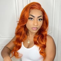 Image 1 of 13x4 TP Lace frontal Ginger Virgin human hair frontal lace wig 12-40 inch , orange wig 