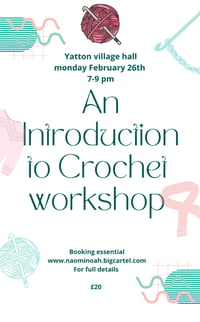 Image 1 of An introduction to crochet workshop Monday February 26th yatton village hall