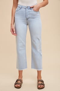 Image 1 of STRETCH HIGH RISE CROPPED SLIM STRAIGHT DENIM - PREORDER 