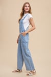 SOFT MINERAL WASH STRAIGHT WIDE LEG OVERALL JEANS - PREORDER