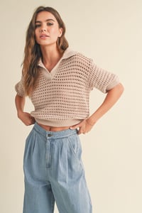 Image 2 of CROCHET KNITTED COLLARED TOP - PREORDER